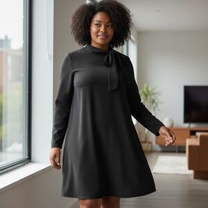 CALVIN KLEIN Elegant Black Dress with Bow Detail size 14 M